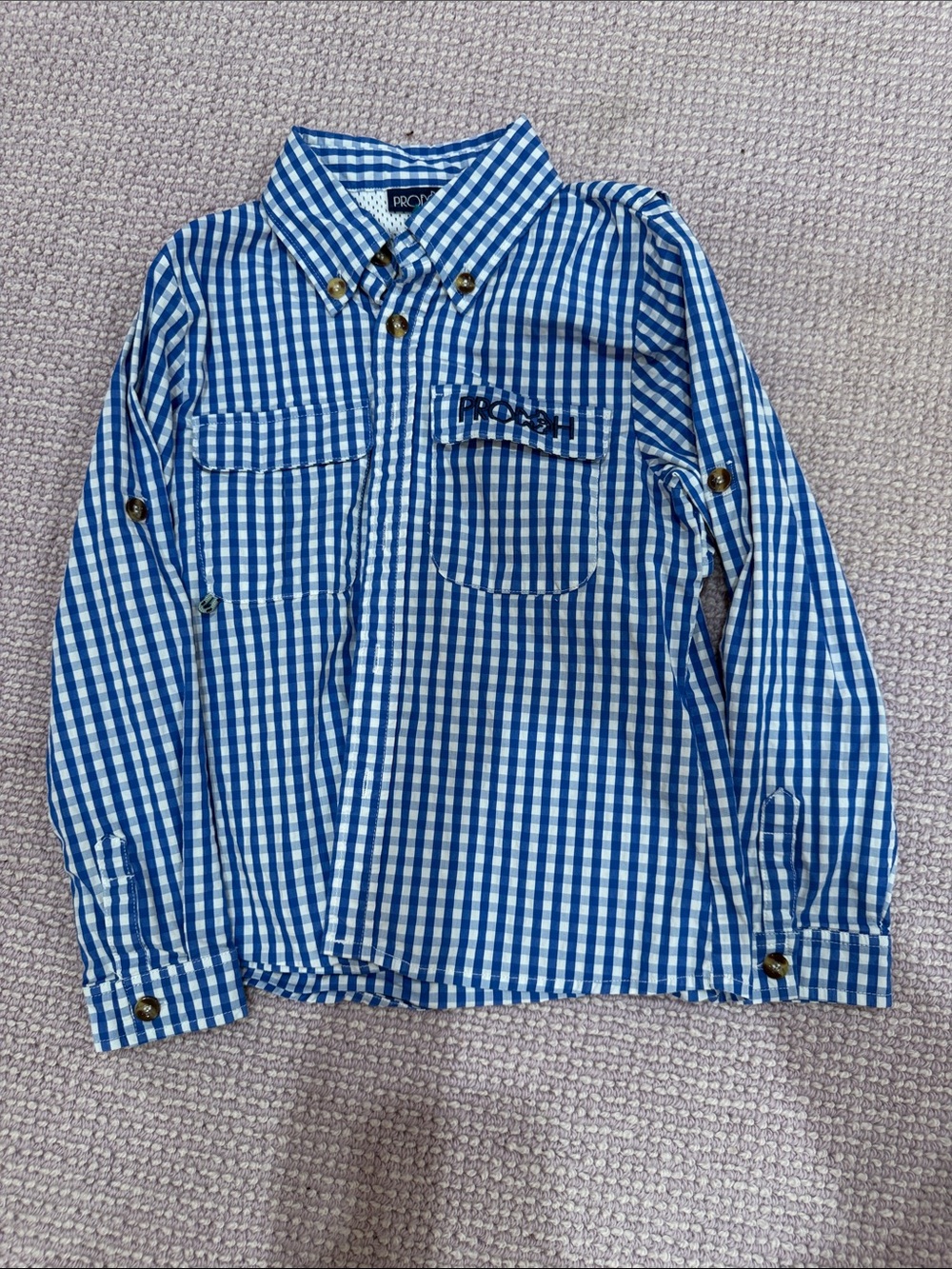 Prodoh Kids' Blue Gingham Button-Down Shirt